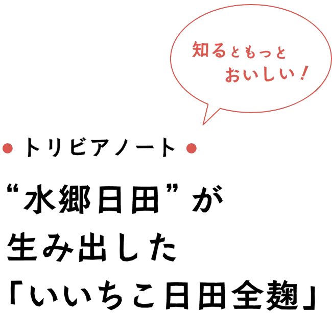 トリビアノート “水郷日田”が生み出した「いいちこ日田全麹」