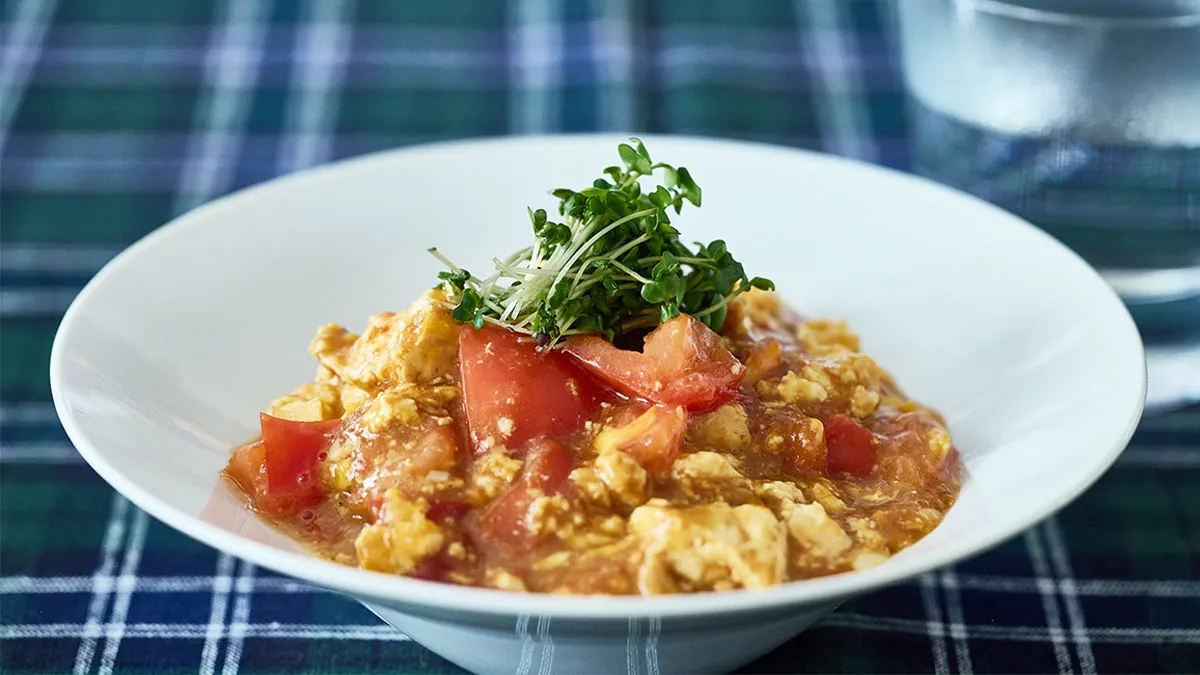 「トマトと豆腐のレンチン卵蒸し」メインカット