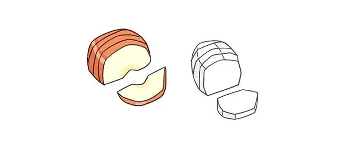 りんごは皮つきのまま（むいてもよい）、くし形5mm幅の薄切りにする。かぶは皮をむいて、5mm幅の薄切りにする。