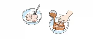 耐熱ボウルに鶏もも肉を入れて、フォークで2～3か所刺して穴を開け、＊を入れてもみ込む。