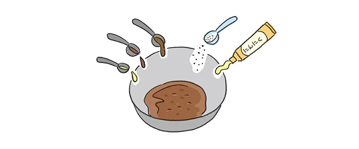 タレの材料を合わせて混ぜる。