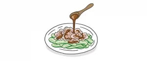 １のきゅうりをキッチンペーパーで包み、水気を切って器にもり、２をもりつけ、３のタレをかける。